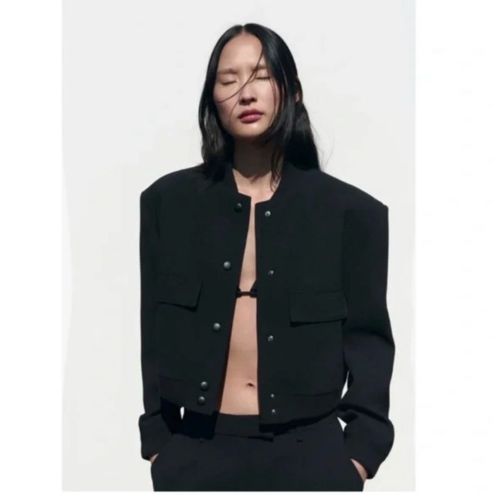 Zara Black Bomber Jacket